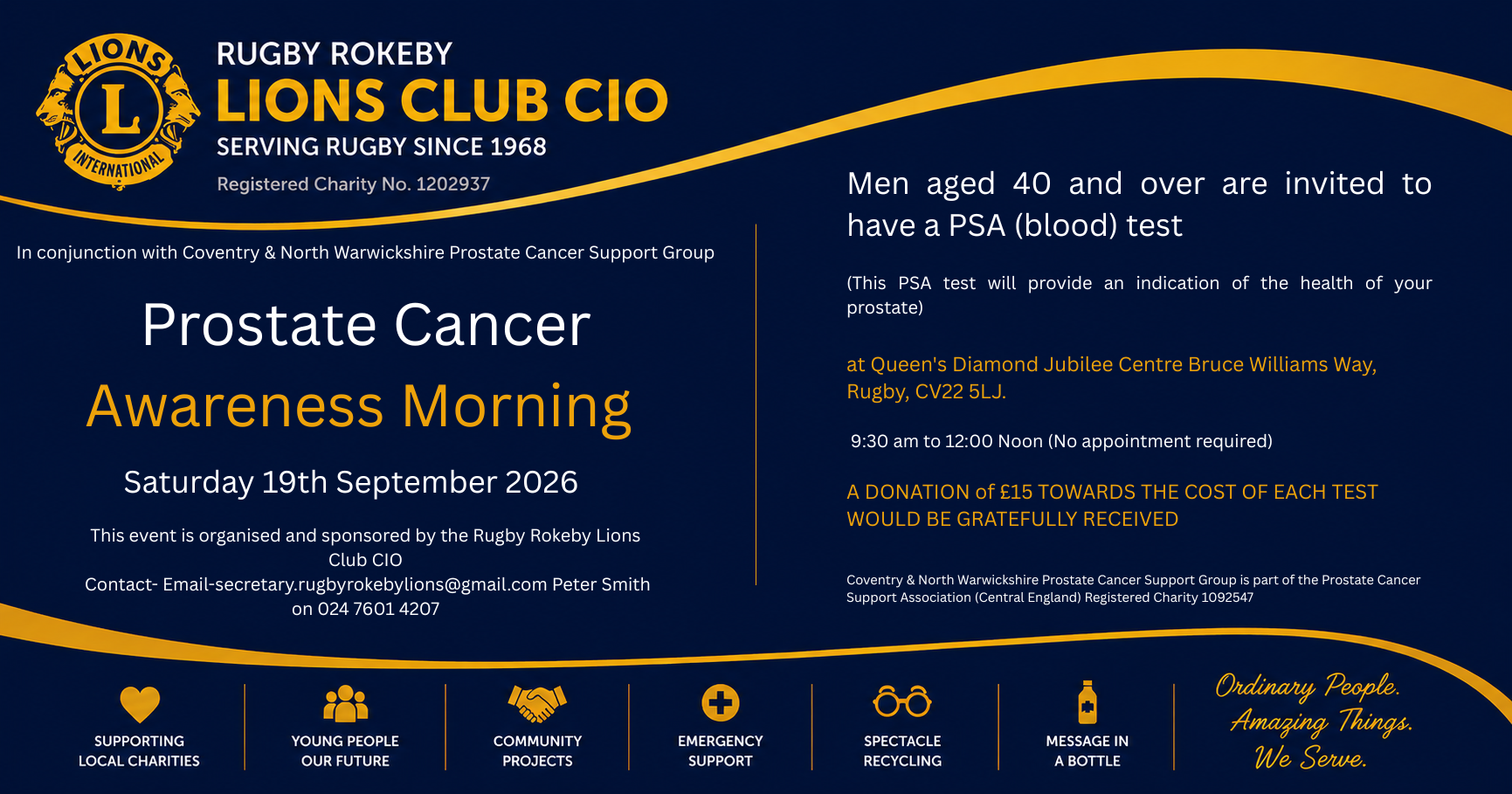 Rugby Rokeby Lions CIO- Prostate Morning 19th September