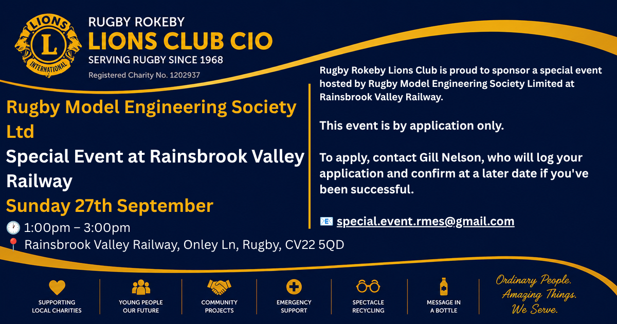 Rugby Model Engineering Society Ltd - Special Event at Rainsbrook Valley Railway — Sunday 27th September
