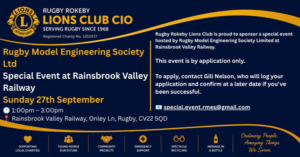 Rugby Model Engineering Society Ltd - Special Event at Rainsbrook Valley Railway — Sunday 27th September